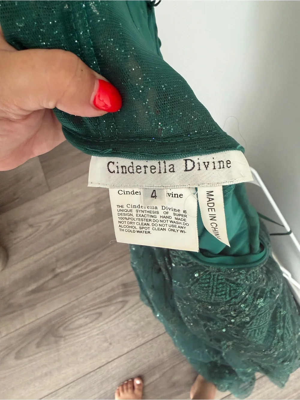 Cinderella Emerald Green Sequined Evening Dress